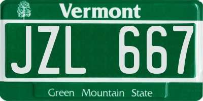 VT license plate JZL667