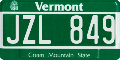 VT license plate JZL849