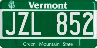 VT license plate JZL852