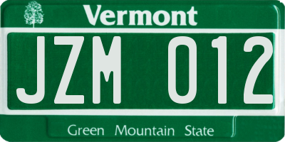VT license plate JZM012