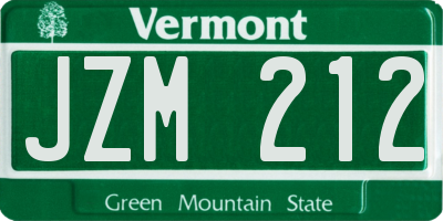 VT license plate JZM212