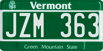 VT license plate JZM363