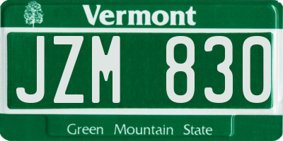 VT license plate JZM830