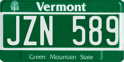 VT license plate JZN589