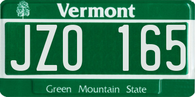 VT license plate JZO165