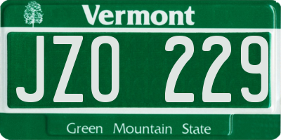VT license plate JZO229