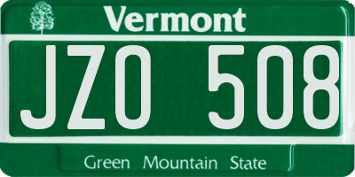 VT license plate JZO508