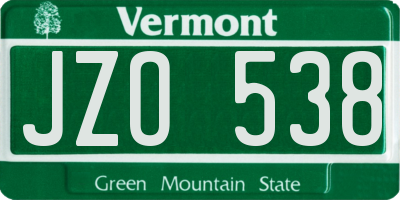 VT license plate JZO538