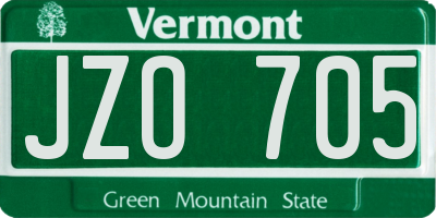 VT license plate JZO705