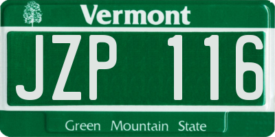 VT license plate JZP116