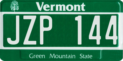 VT license plate JZP144