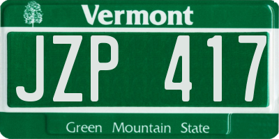 VT license plate JZP417