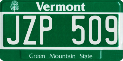 VT license plate JZP509