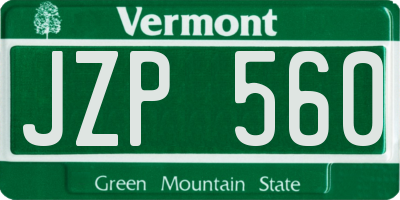 VT license plate JZP560