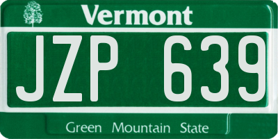 VT license plate JZP639