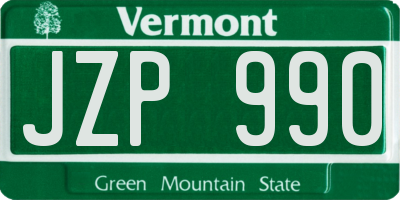 VT license plate JZP990