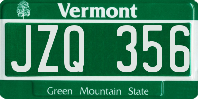 VT license plate JZQ356