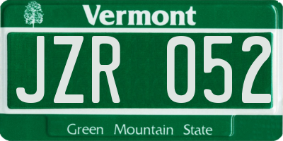 VT license plate JZR052