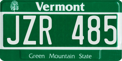 VT license plate JZR485