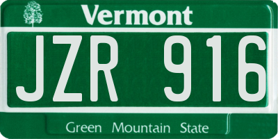 VT license plate JZR916