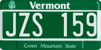 VT license plate JZS159