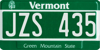 VT license plate JZS435