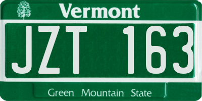 VT license plate JZT163