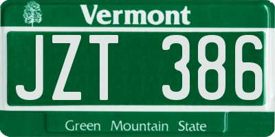 VT license plate JZT386