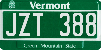 VT license plate JZT388