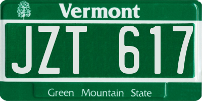 VT license plate JZT617