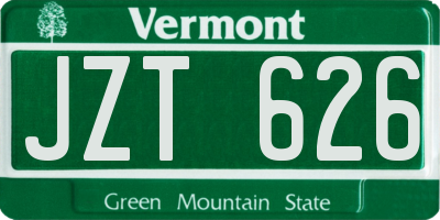 VT license plate JZT626