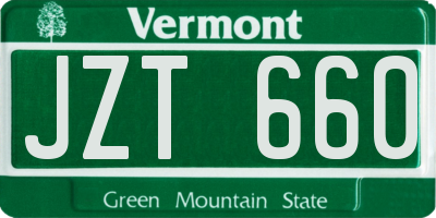 VT license plate JZT660