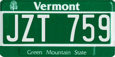 VT license plate JZT759