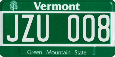 VT license plate JZU008
