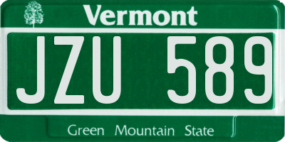 VT license plate JZU589