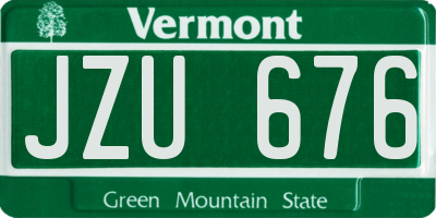 VT license plate JZU676