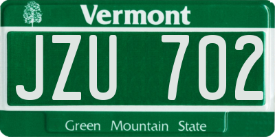 VT license plate JZU702