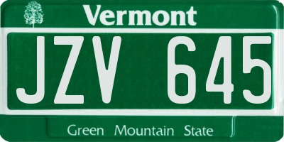 VT license plate JZV645