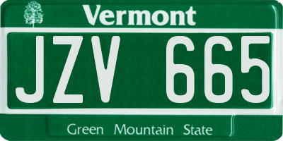 VT license plate JZV665