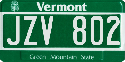 VT license plate JZV802
