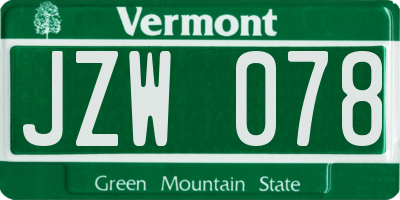 VT license plate JZW078