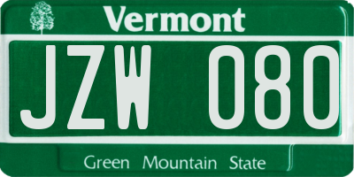 VT license plate JZW080