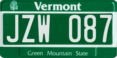 VT license plate JZW087