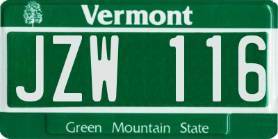 VT license plate JZW116