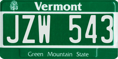 VT license plate JZW543