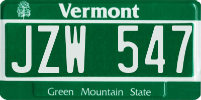 VT license plate JZW547