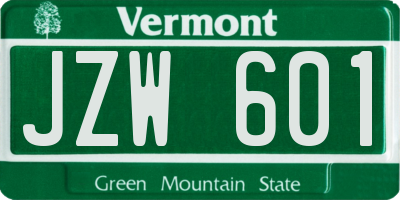 VT license plate JZW601