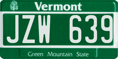 VT license plate JZW639