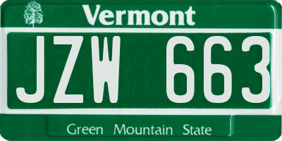 VT license plate JZW663