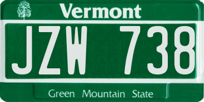 VT license plate JZW738